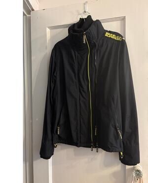 SUPERDRY Original Windcheater Men's SMALL Black Jacket Neon Line Zip